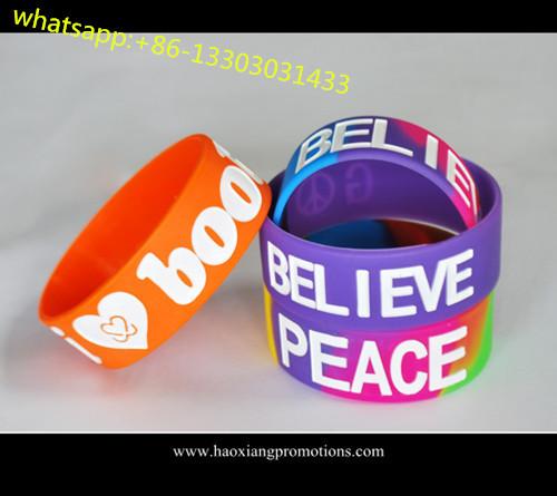 Quality Hot Sale! No Minimum Custom Debossed/Embossed/printed 1 Inch Silicone Wristbands for sale