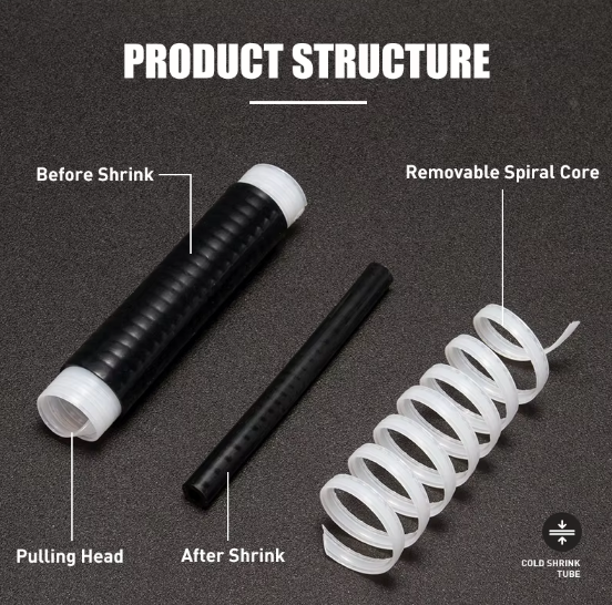 Durable cold shrinkage tube easy installation