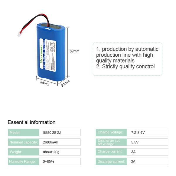 7.2V 2600mAh Rechargeable Li Ion Battery For Electronics Toys Lighting