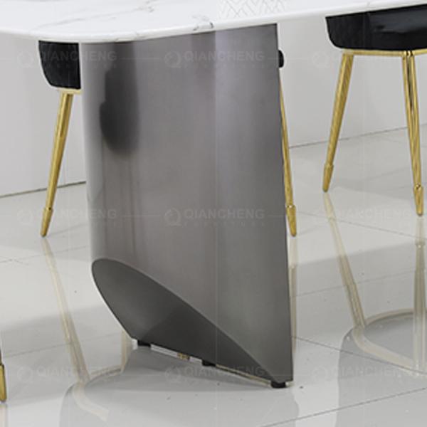 Arc White Luxury Marble Dining Table With Brushed Black Legs