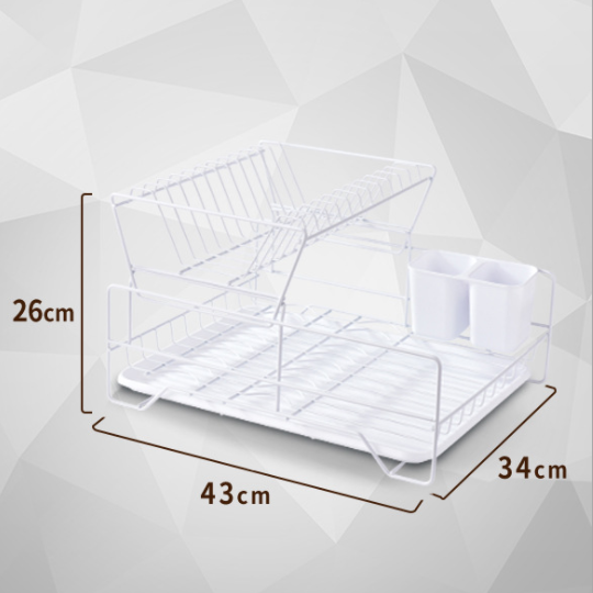 Double Layer 33cm Height Steel Kitchen Basket Rack Rustproof