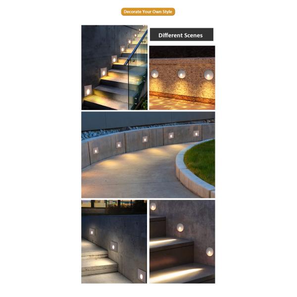 Square Shape LED Stair Light Waterproof Step Lamp Corridor Wall Mount for Outdoor Conner Corridor