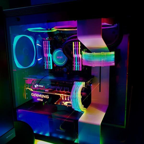 Double Layer Female to Male RGB Lights Single Headlight 24Pin RGB Sync Motherboard Extension Cable 200mm