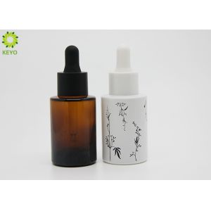 China 30ml Flat Shoulder Colored Glass Essential Oil Dropper Bottles With Custom Box on sale