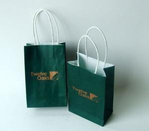 Buy cheap White Kraft Paper Custom Printed Paper Shopping Bags Recyclable , CMYK / PMS Colors product