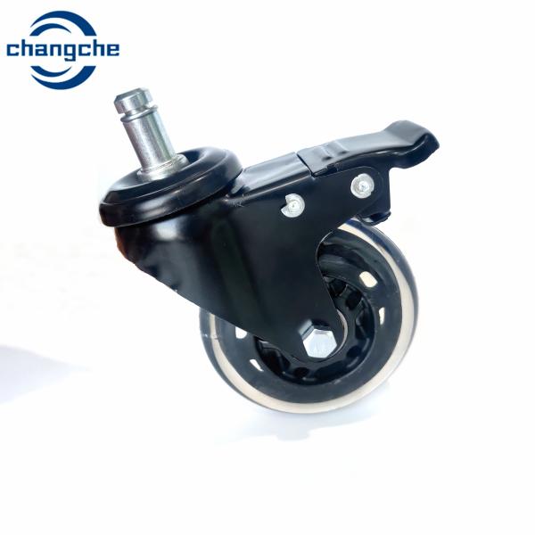 Threaded Stem Mount Roller Wheel Casters 125mm Height With Orange Wheels