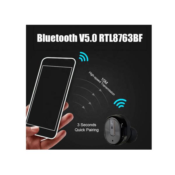 Lipstick Shape Wireless Bluetooth Noise Cancelling Earbuds Black / White Color