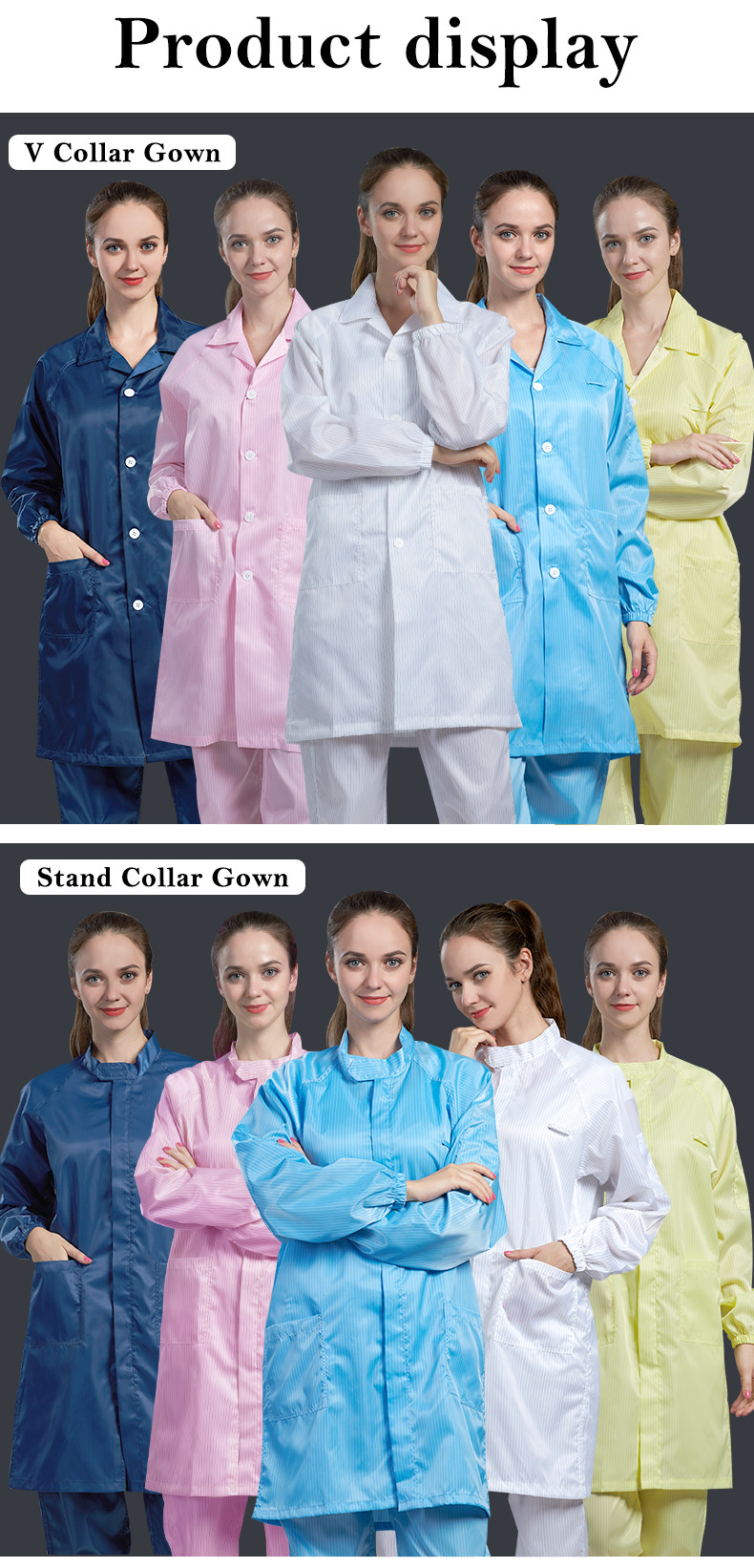 H-1104 Cleanroom ESD Anti-static Gown Conductive Fiber Fabric Dust-proof Breathable Workwear for Electronics Semiconductor Pharmaceutical Laboratory