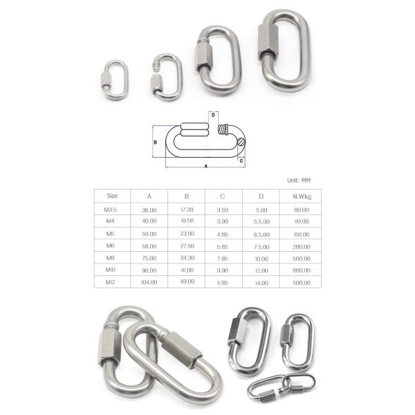 Quick Link Rope Hardware Accessories Forged Stainless Steel Oval Spring Snap Hook
