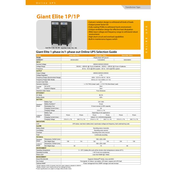6KVA-10KVA On-line Visench OEM Giant Elite Low 3 Phase Industrial Digital Frequency UPS