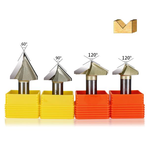 Arden Tideway CNC Bit Tools 1/2 Shank 90 Degree V Type Carbide CNC Woodworking Router Bits Wood Milling Cutter V Bit