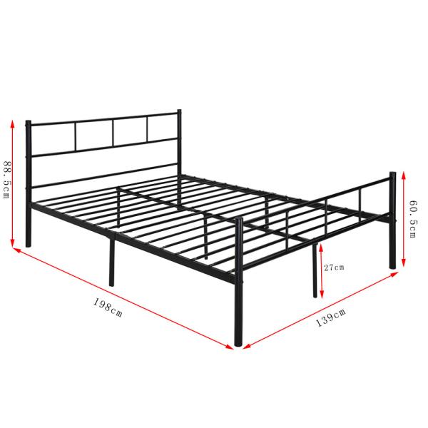 Elegant Black Simple Style 0.6mm Iron Folding Double Bed
