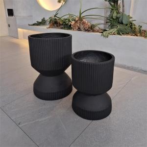 Buy cheap Round Minimal Texture Fibre Clay Plant Pot Lightweight In Black product
