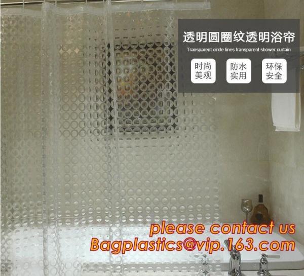 TRANSPARENT CIRCLE LINES, TRANSPARENT , polyester shower curtain and matching