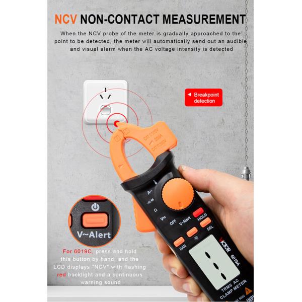MINI True RMS AC Digital Clamp Multimeter 6019A With Temperature Test