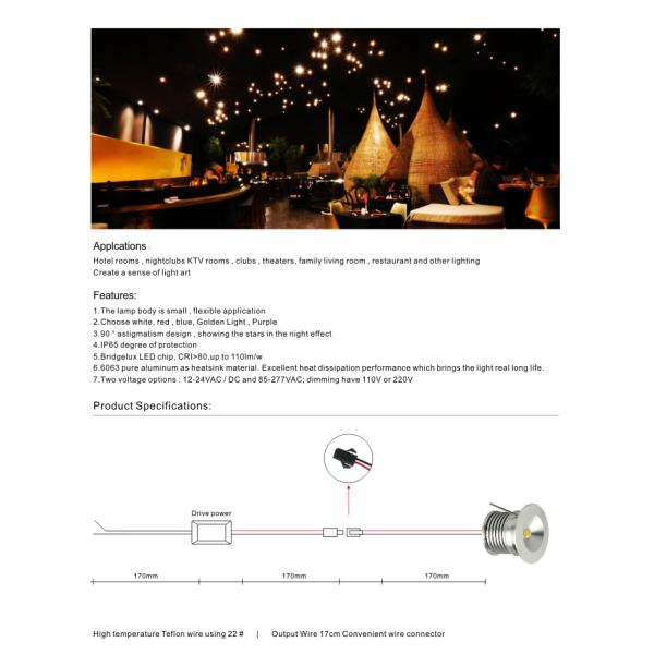 Hotel Room Wall Panel LED Light Recessed 3W Mini LED Spotlight 12DC/AC LED lamp