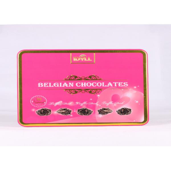 Empty Food Grade Chocolate Tin Boxes With Artwork Full Color CMYK Printing Outside