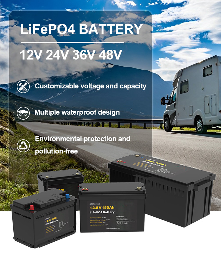 150AH 12V Deep Cycle Rechargeable Battery LiFePO4 Golf Cart RV Battery