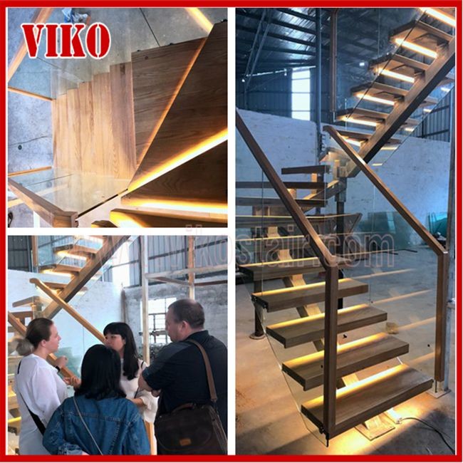Straight Stringer Staircase VK05S Tempered Glass, 304 Stainless steel glass stainoff,stainless steel handrail