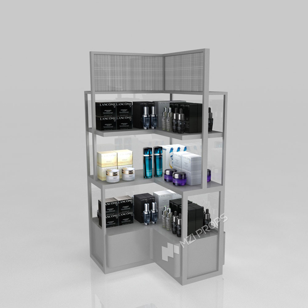GDR03-CB-07 Double Sided Transparent Low Cabinet With 80mm Soft Film Light Box And LED Strip Lights For Fashion Boutiques