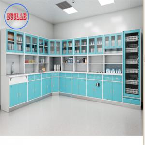 Buy cheap Hospital Clinic Furniture Wall Mounted Disposal Cabinet Stainless Steel Handle 110 Degree Hinge White product