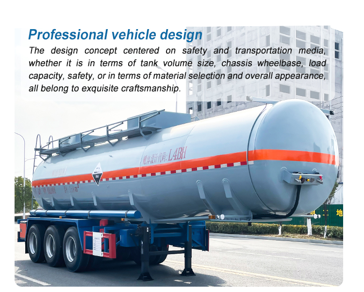 3 axles Large Tank Semi Trailer For Dangerous Chemical Liquid Transport 32T Max Payload