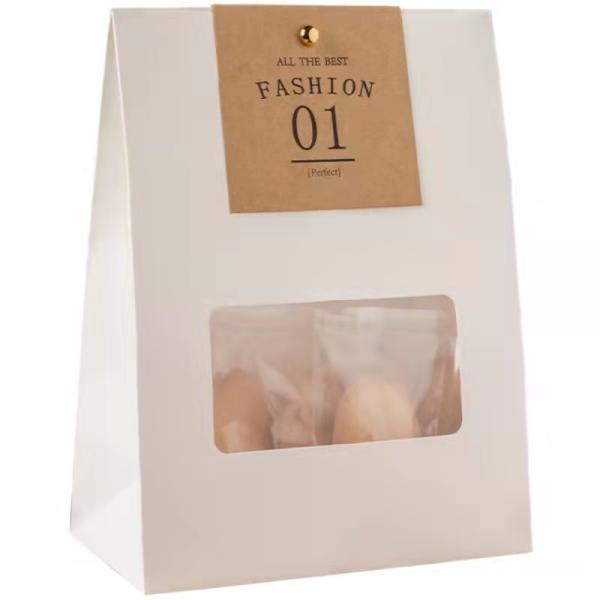 wholesale custom recycled flat bottom small food paper bag shopping packaging bag brown kraft paper bag with clear window