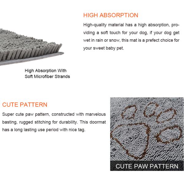 Absorbent 2.5cm Cat Litter Mats 100% Polyester Microfiber