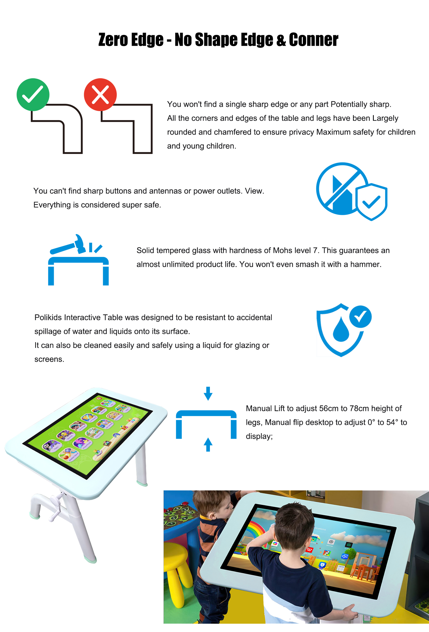 32 Inch LCD Touch Interactive Table Android 4+32GB for Kindergarten Education Equipment