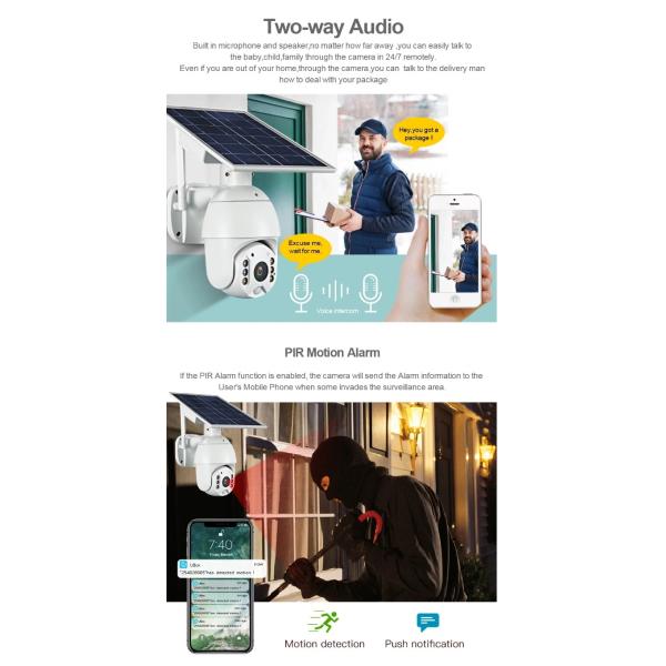 Solar Camera 4G Battery Security Camera 1080P Supports Cloud Storage