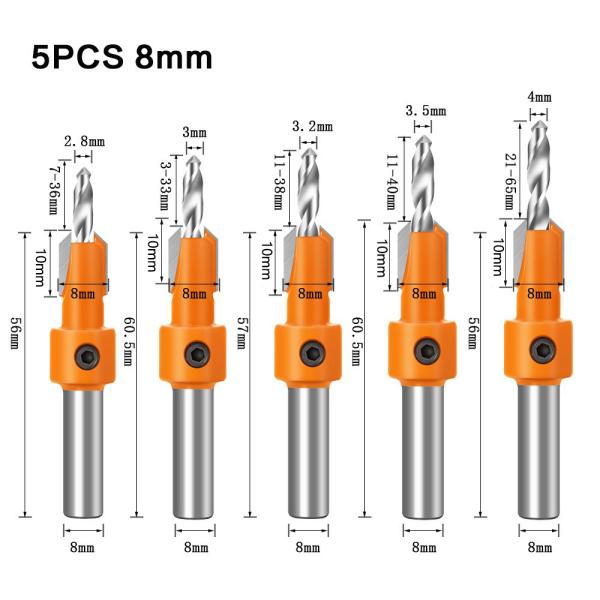 Online Wholesale 8mm Shank HSS Woodworking Countersink Router Bit Set Screw Extractor Remon Demolition for Wood Milling Cutter