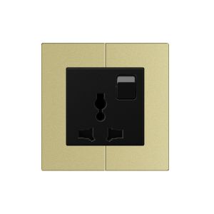 Universal 13A Plug Socket 3 Round Holes Aluminum Material Frame