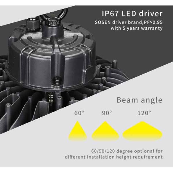 120 Watt Led High Bay Light Fittings Industrial Radio Sensor Dimming High Lumen Chip