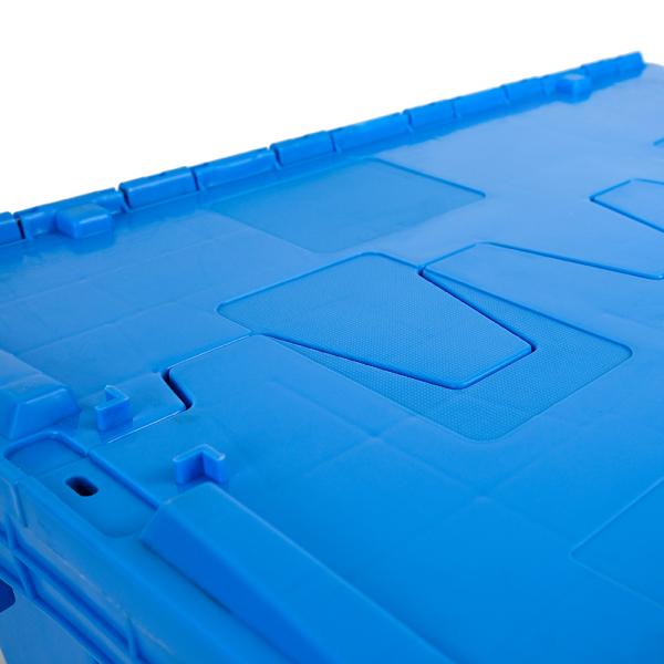 Reusable Attached Lid Container Nestable Logistic Moving PP Solid Box with Hinged Lid