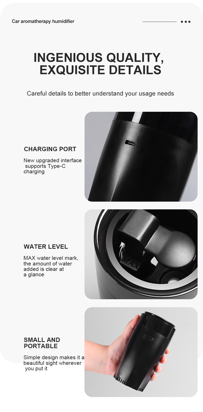 80ml Portable Air Freshener Electronic Customized Aromatherapy Type-c Auto Perfume Oil Home Car Essential Oil Aroma Diffuser