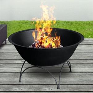 China 80cm Black Painted Outdoor Wood Charcoal Burner Round Metal Fire Bowl Pit on sale