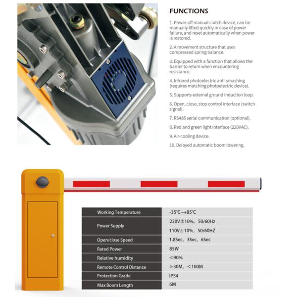 Fast Speed Motor AC110V 220V Automatic Barrier Gate with Swing Out Function for Vehicle Access Control