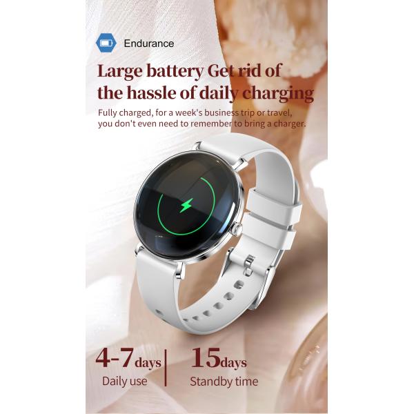 V85 Fashion Ladies Smart Watch Slim AMOLED Screen BT Call Monitor Wristwatch Fitness Tracker