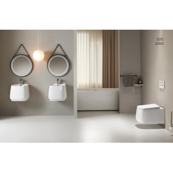 Bathroom Wall Mounted Toilet Ceramic Sanitary Ware With UF Toilet Seat