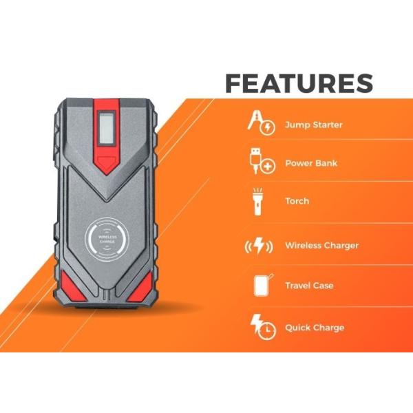 A40 Multi Function Car Starting Power 12000mAh Jump Starter 800A