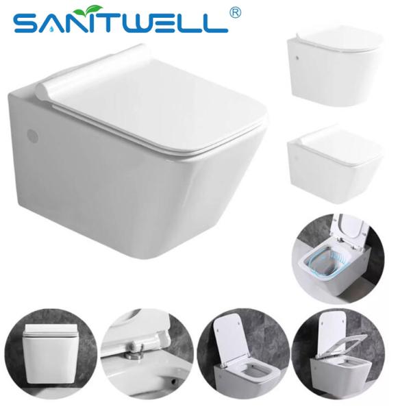 Modern Design Rimless SWM9315 Sanitary Wall Mounted Round WC Sanitary Ware Ceramic
