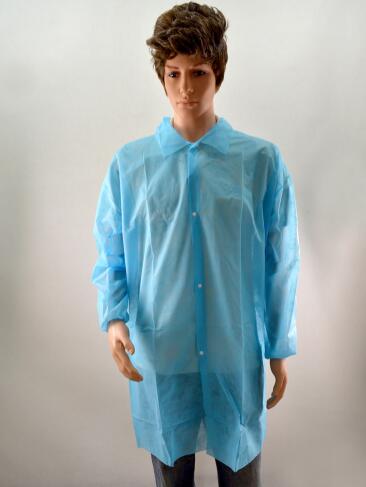 Clean Room Disposable Non Woven Lab Coat SMS Breathable With Elastic Cuff