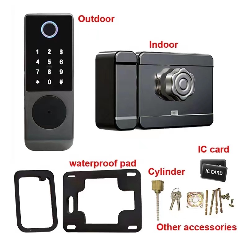 Aluminum Alloy Smart Rim Lock 60mm Fingerprint Code Door Lock