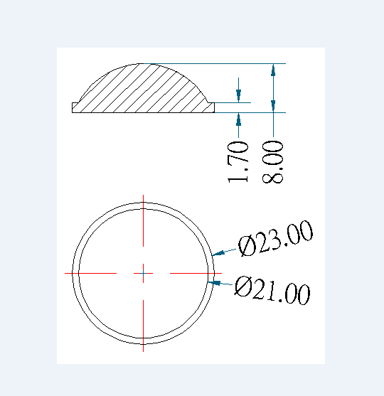 23 Mm Clear Lente Plano Convexa , PMMA Torch LED Optical Lens