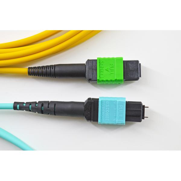 Data Center MPO To MPO 12 Core OM3 Fiber Patch Cord Low Loss Fiber Optic