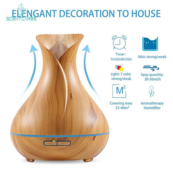Ultrasonic Mist 400ml Wood Aromatherapy Diffuser