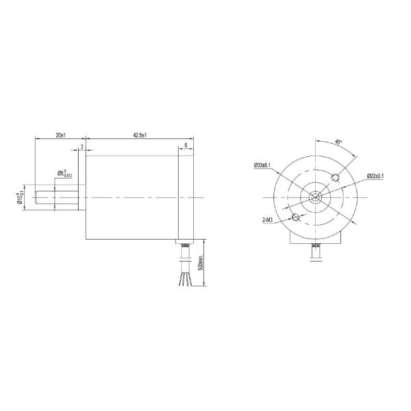 33mm 4 Poles Brushless DC Motor NEMA14 Low noise 4000 RPM 24V 0.02N.M