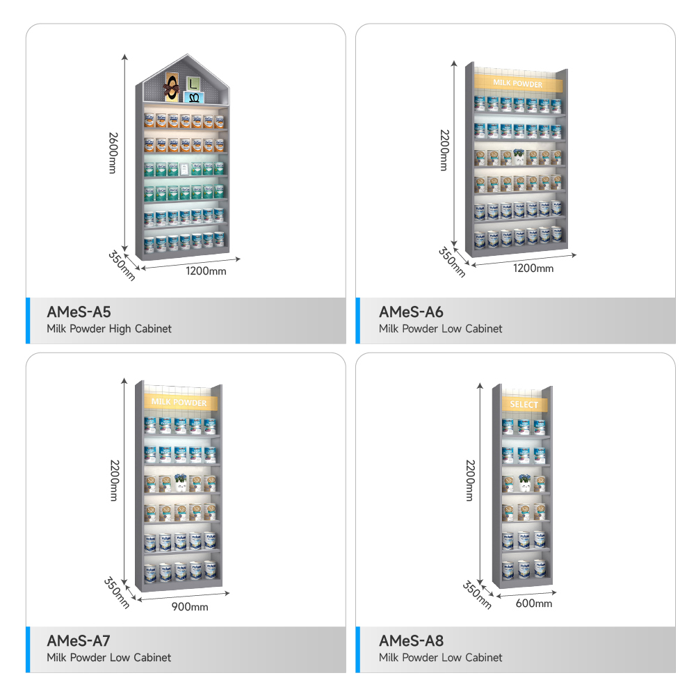 Paper and Toys Cabinet Mdf Display Racks Gray Single-sided Metal Rack for Baby Store Design and Maternity Shop Decoration
