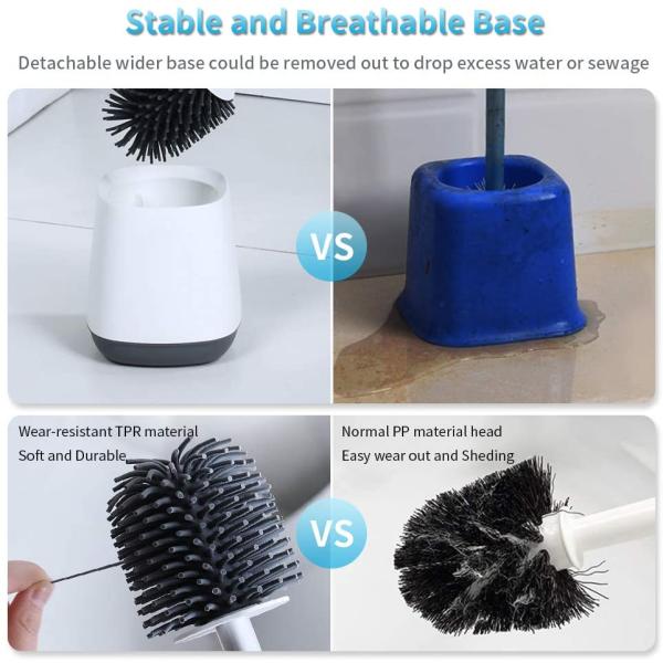 TPR Soft Bristle Silicone Toilet Bowl Brush With Holder ISO9001