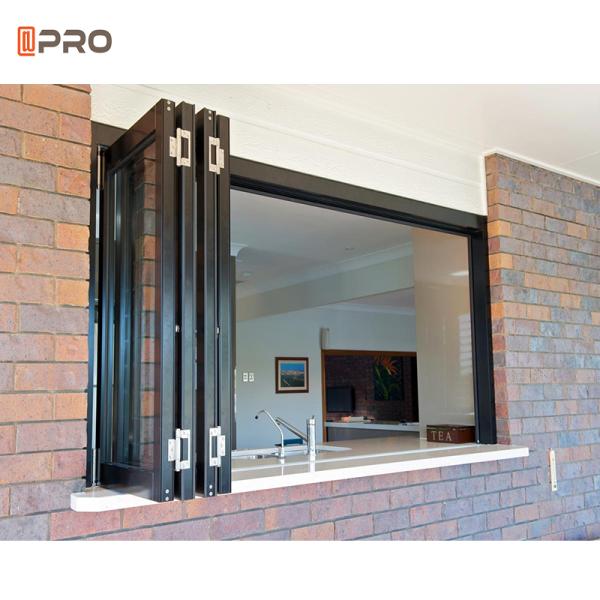 Residential Aluminium Folding Windows Huge Glass Burglar Bars Horizontal Bi Fold Windows